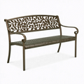 Gartenbank 122 x 60 x 91 cm aus Metall in Bronze mit Blattornamenten