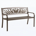 Gartenbank 122 x 62 x 92 cm aus Metall in Bronze mit Blättermuster