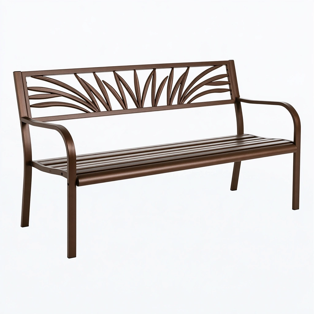 Gartenbank 122 x 62 x 89 cm aus Metall Braun mit Blattmuster