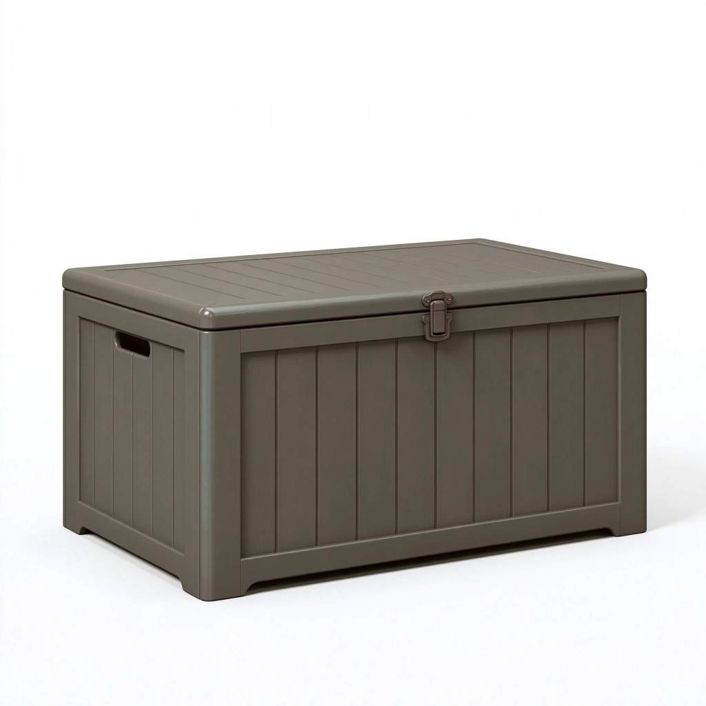 Aufbewahrungsbox 120 x 55 x 60 cm Kunststoff Taupe - Gartenbox mit Deckel