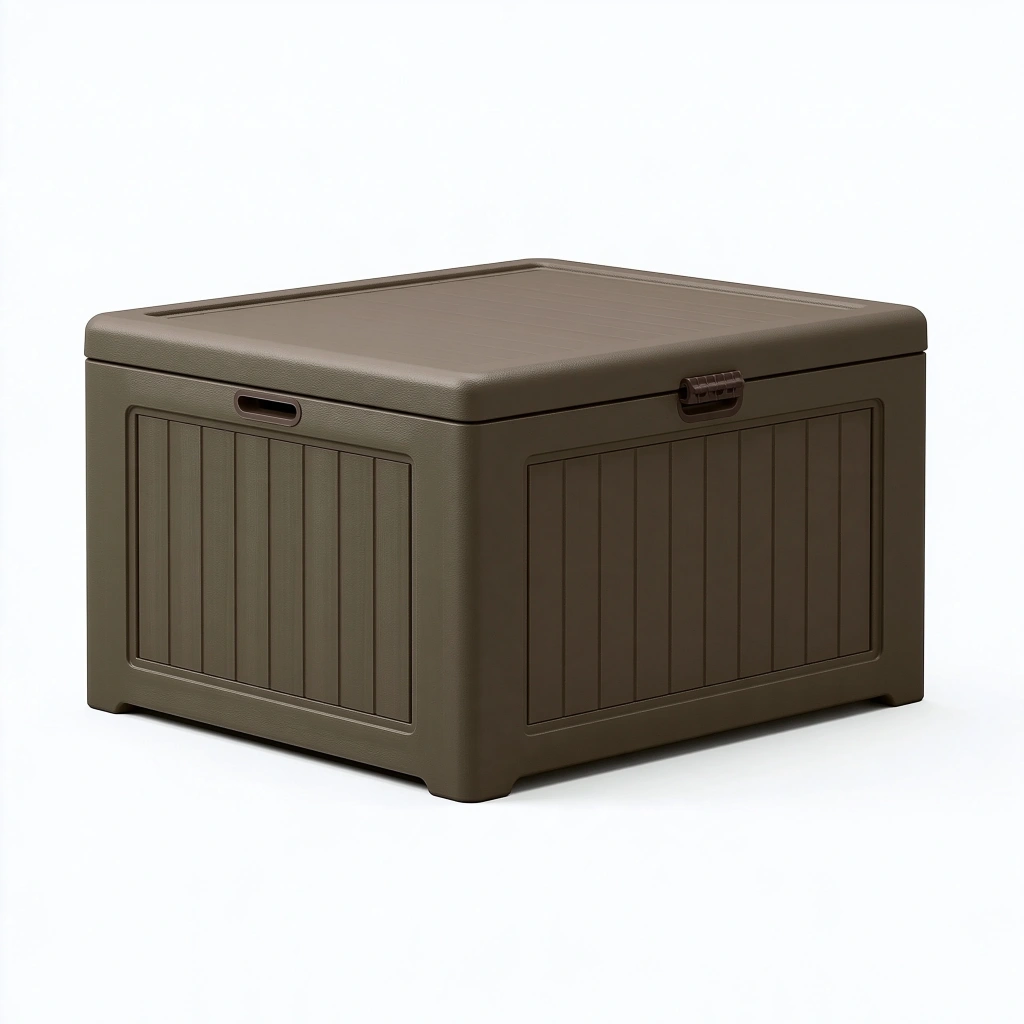 Aufbewahrungsbox 120 x 55 x 60 cm Kunststoff Braun mit Deckel für Garten und Haushalt
