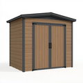 Gartengerätehaus 213 x 130 x 173 cm Stahl Holzoptik mit Doppeltür wetterbeständig