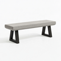 Sitzbank 120 x 40 x 45 cm mit Stoffpolsterung Hellgrau und Holzgestell Schwarz