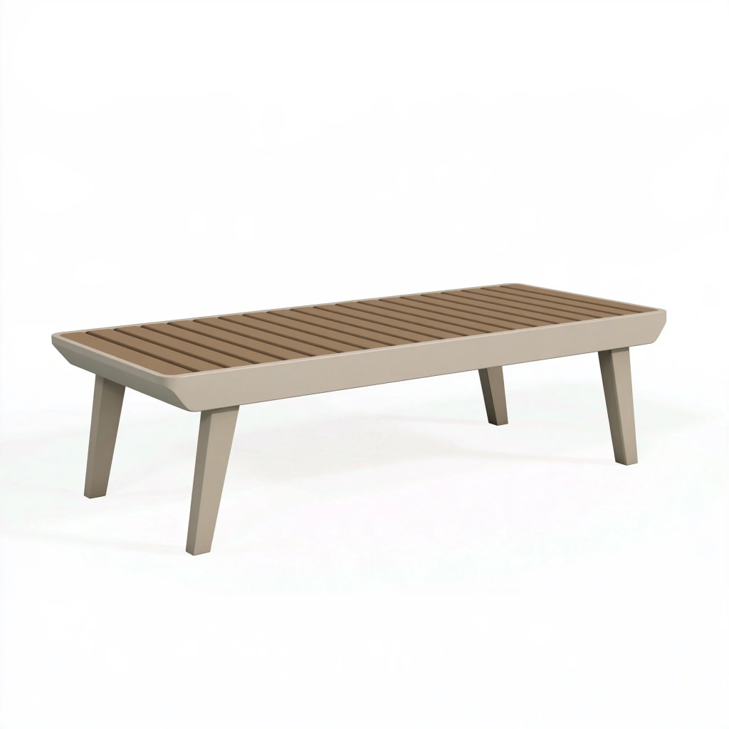 Gartenbank 180 x 40 x 45 cm aus Metall und Kunststoff braun-beige mit Lattenfläche