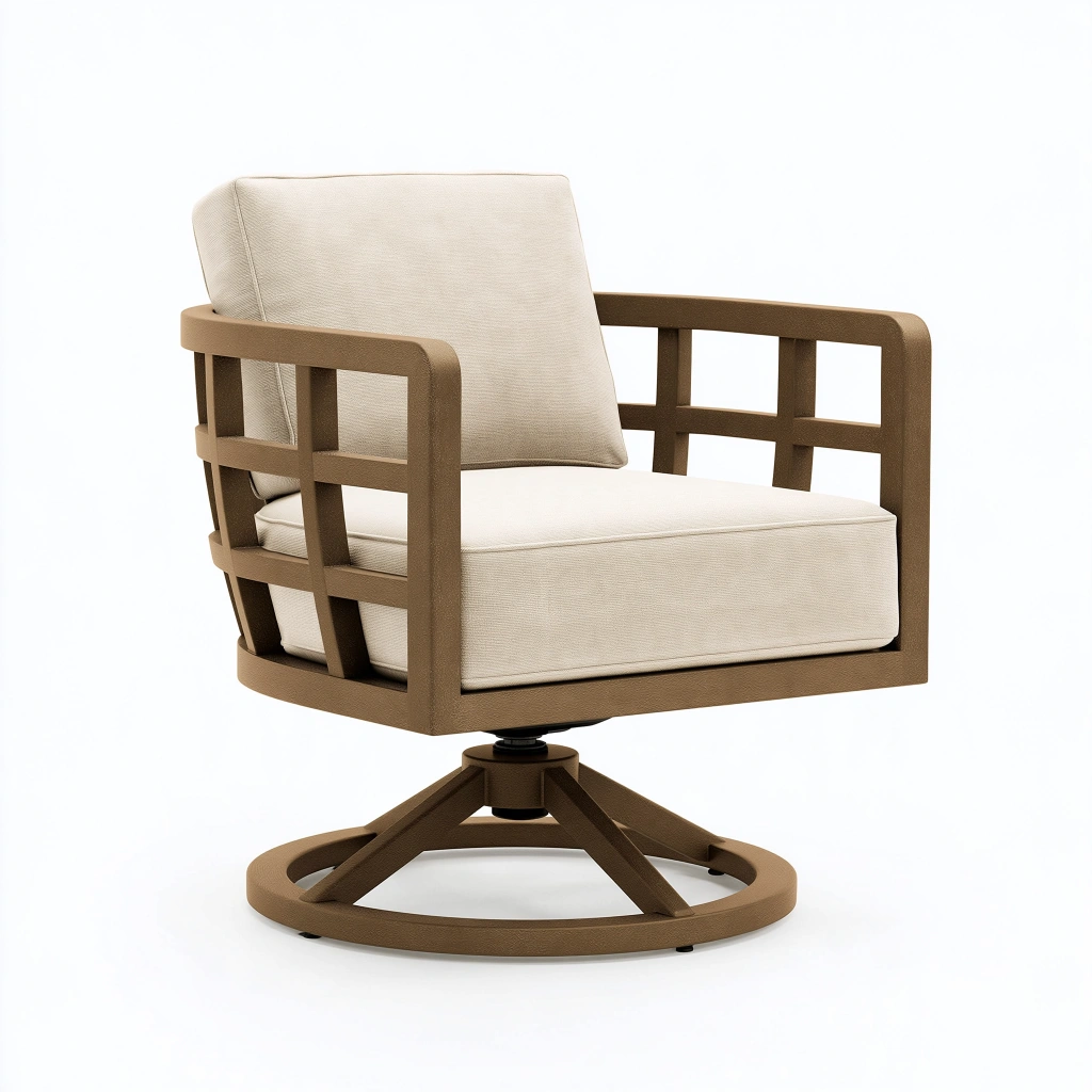Drehbarer Gartensessel 78 x 78 x 85 cm Metall Beige Braun mit Polsterung