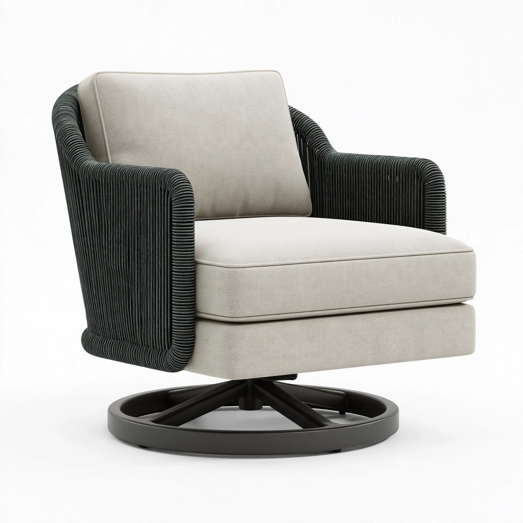 Polstersessel 80 x 85 x 90 cm Stoff Beige Schwarz mit Drehfuß
